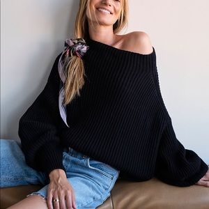 Free People Emmy Mock Neck Sweater in Black